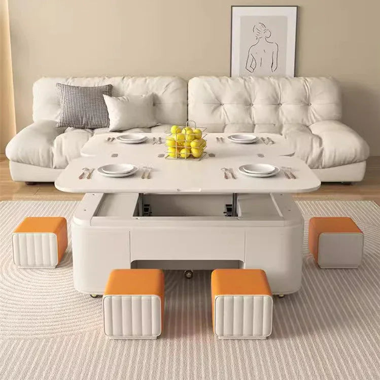 Minimalist Style Lifting Tabletop Multifunctional Coffee Table With Stools -- COFEE TABLE -
