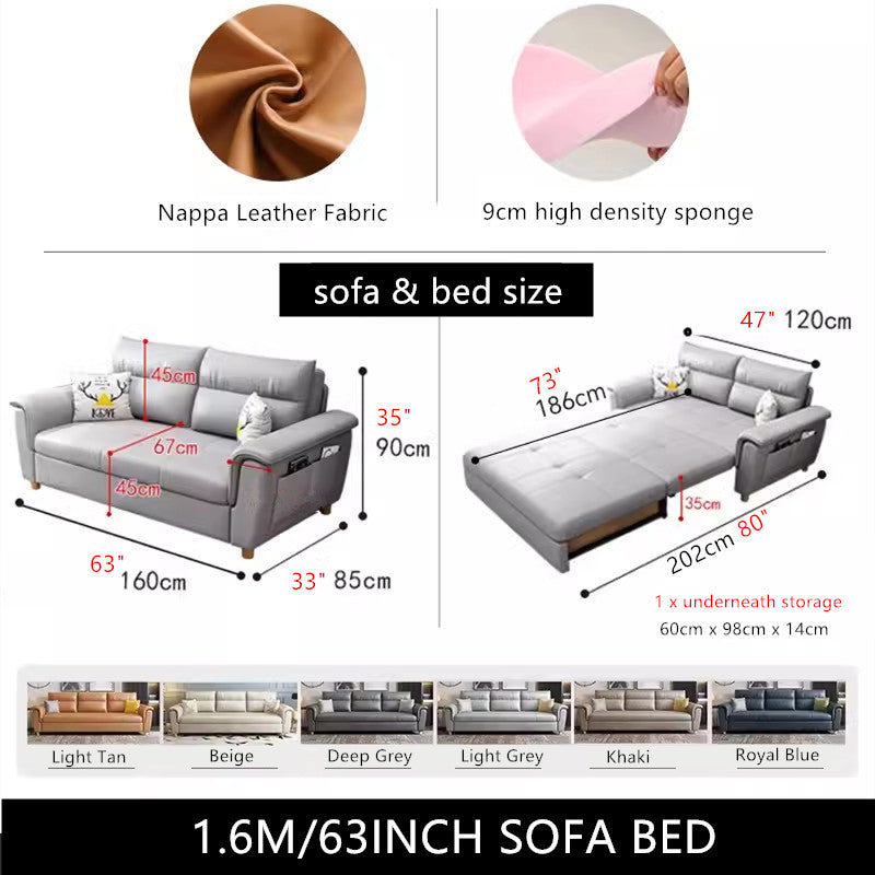 Convertible Sofa Bed with Storage & Pockets