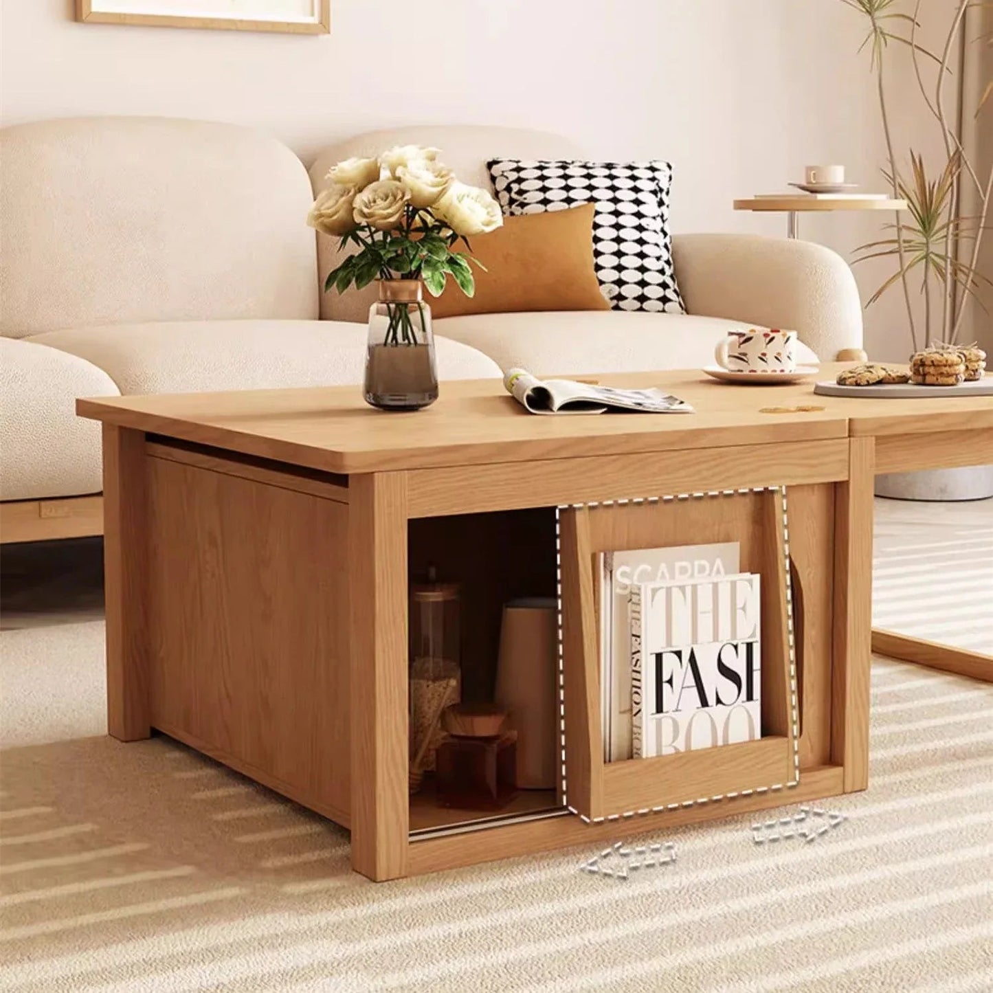 Deformable Combination Coffee Table With 2 Storage Drawers -- COFFEE TABLE -