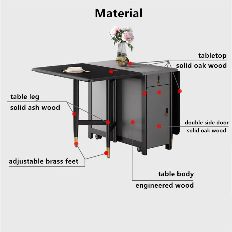 Black Grey Modern Double Drop Leaf Table With Chairs