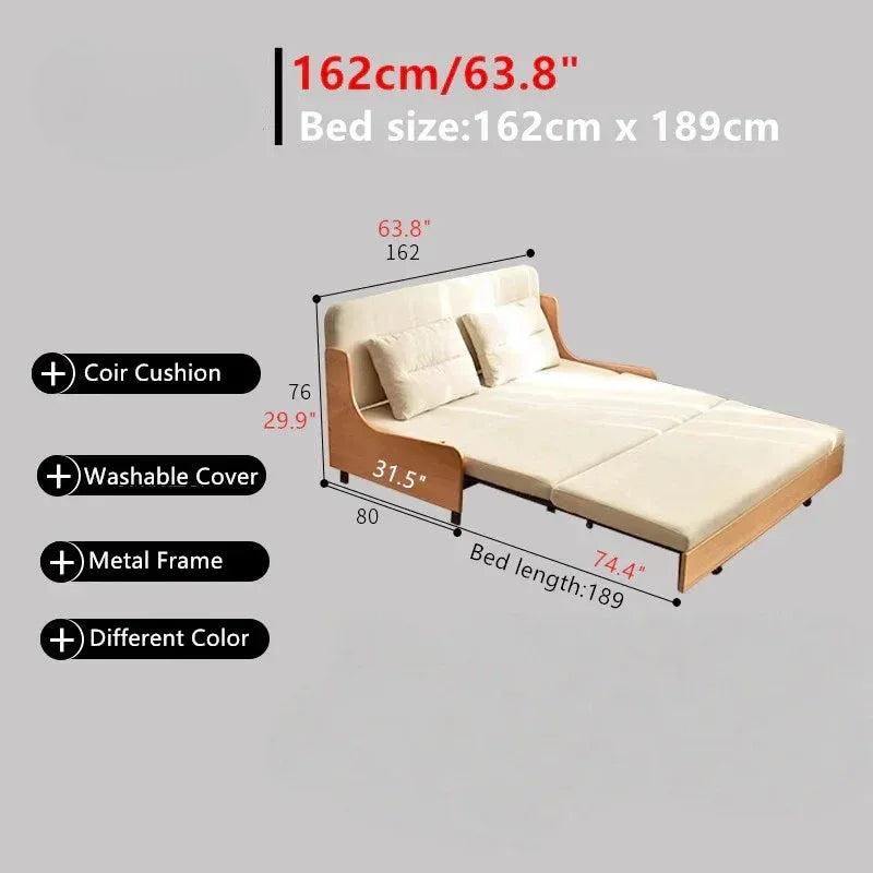 Large Single Sofa Bed for Small Spaces, Natural Linen Comfort -- SOFA BED -