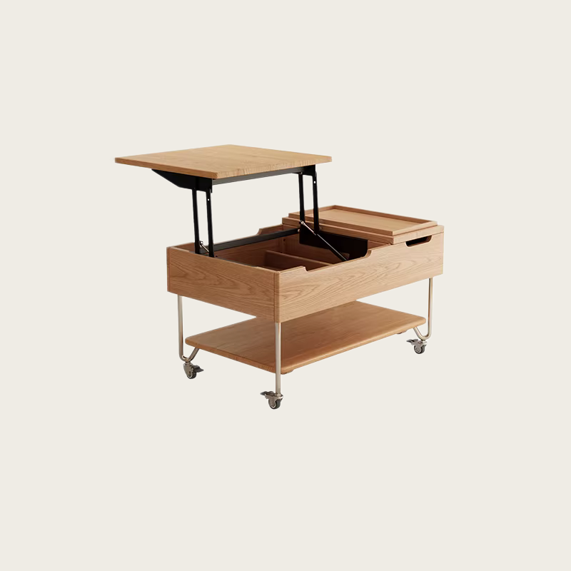 31.5 inch solid rubberwood lift-top coffee table with hidden storage for small apartment