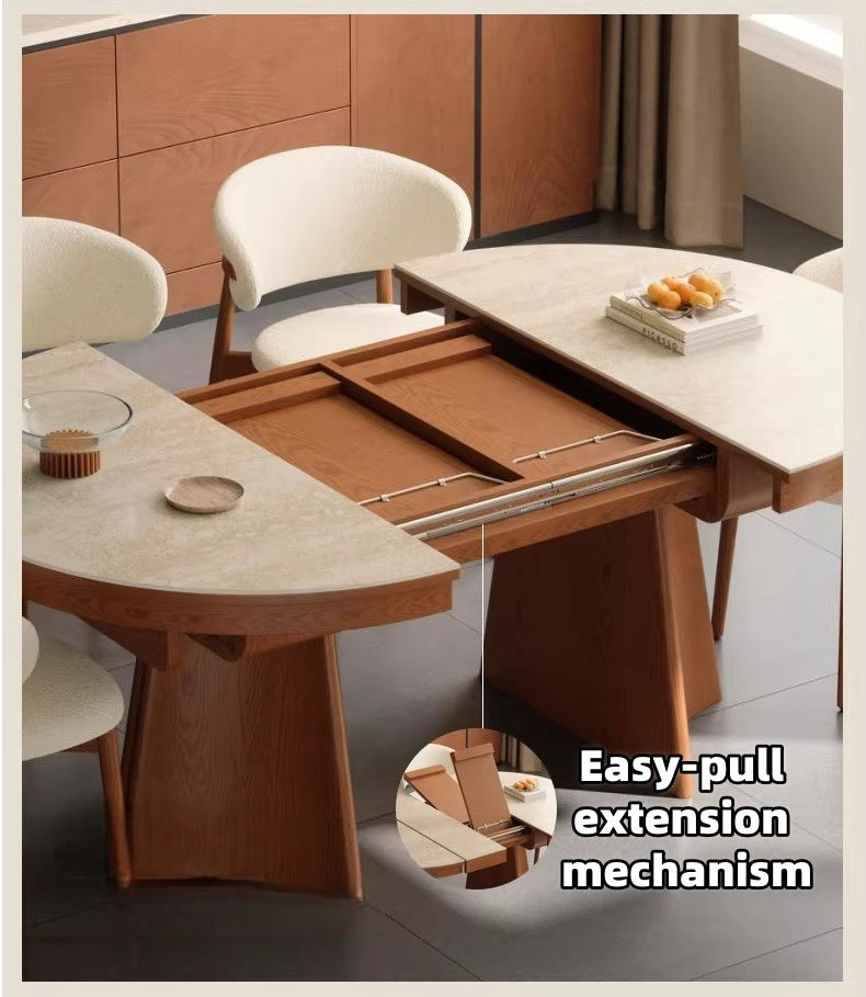 71" Sintered Stone Extendable Dining Table with Solid Ash Wood