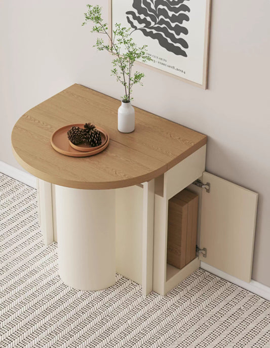 Extendable Dining Table for Small Spaces with Leaf Storage