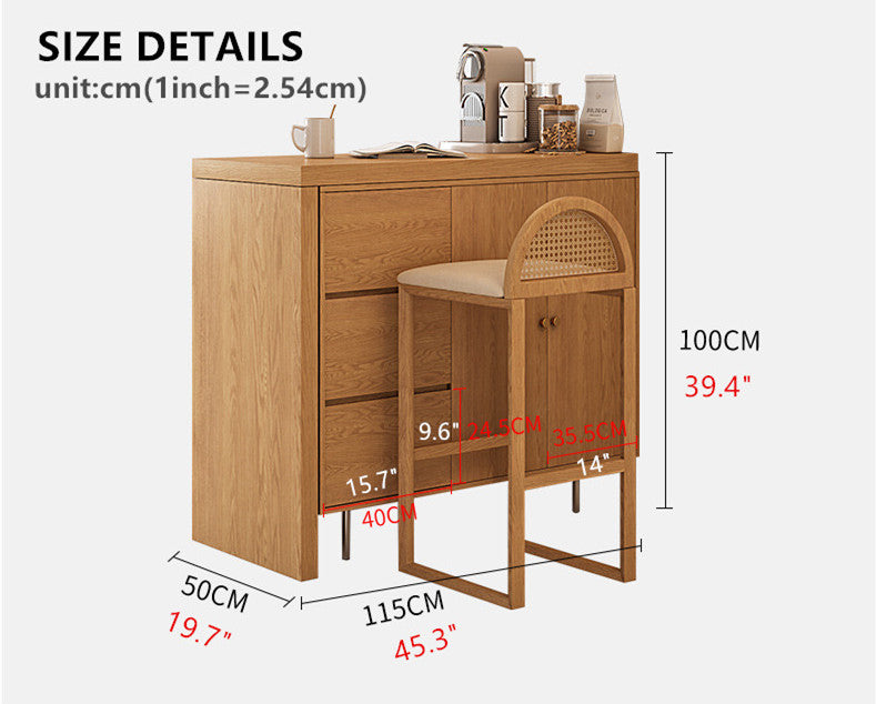 L Bar Table With Both Side Storage Buffet Sideboard Cabinet