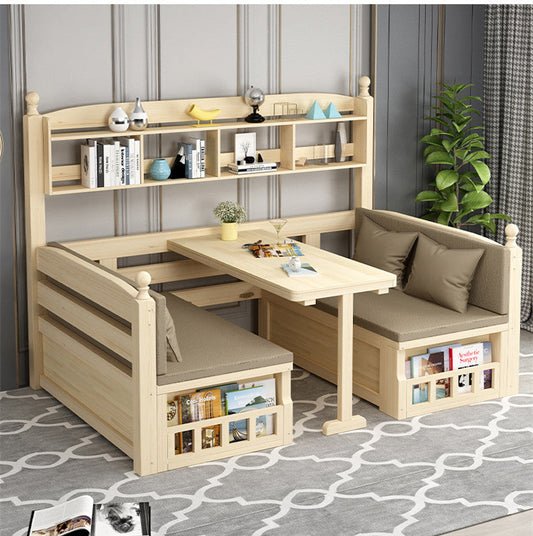 wood sofa bed multifunctional with storage and book shelf
