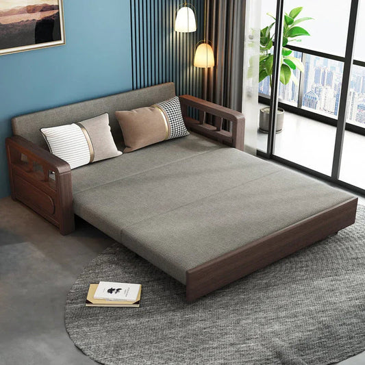 Modern Solid Wood Frame Convertible Sofa Bed With Underneath Storage -- SOFA BED -