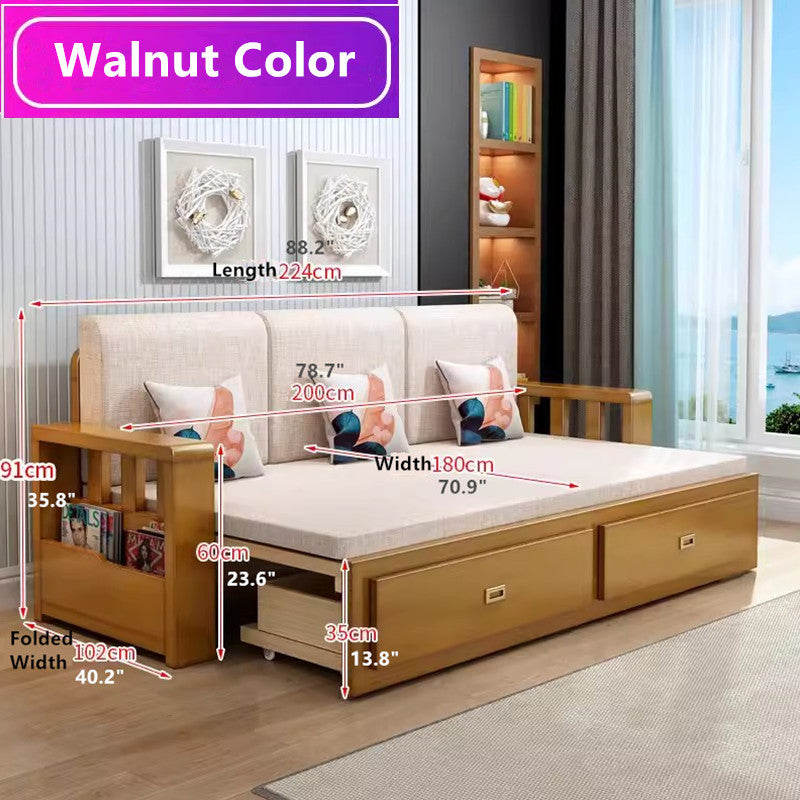 Modern Full Size Sleeper Sofa with Detachable Mattress and Storage Underneath