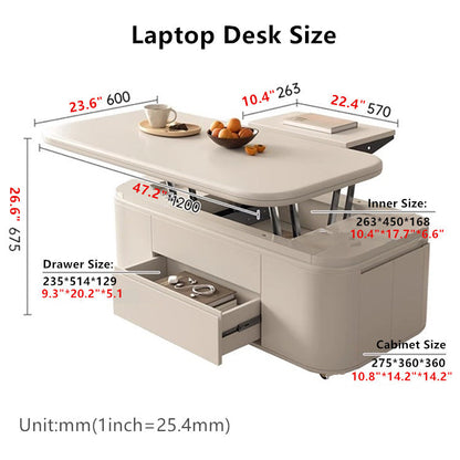 Minimalist Style Lifting Tabletop Multifunctional Coffee Table With Stools