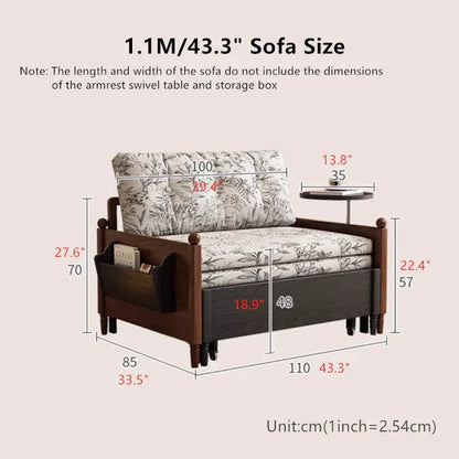 3-in-1 Convertible Sofa Bed with Side Table for Small Spaces -- SOFA BED -