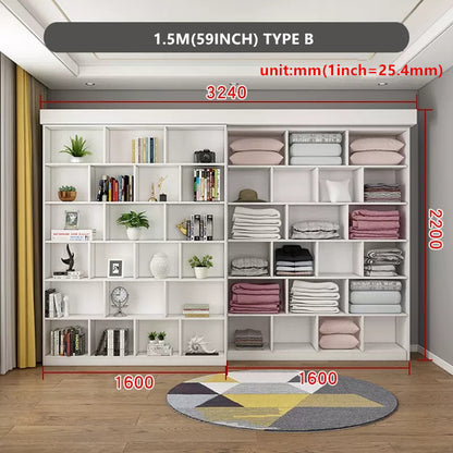 Murphy Bed with Bookshelf and Wardrobe and Foldable Desk