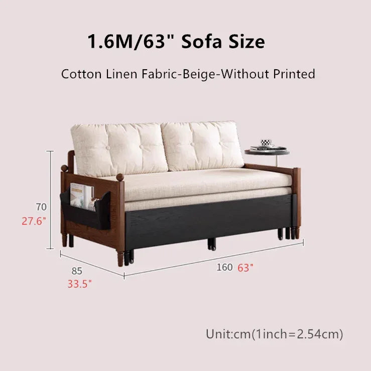 3-in-1 Convertible Sofa Bed with Side Table for Small Spaces -- SOFA BED -