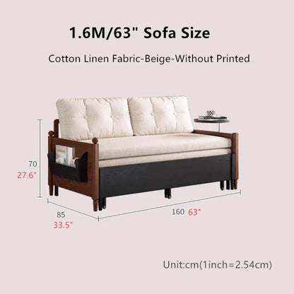 3-in-1 Convertible Sofa Bed with Side Table for Small Spaces -- SOFA BED -