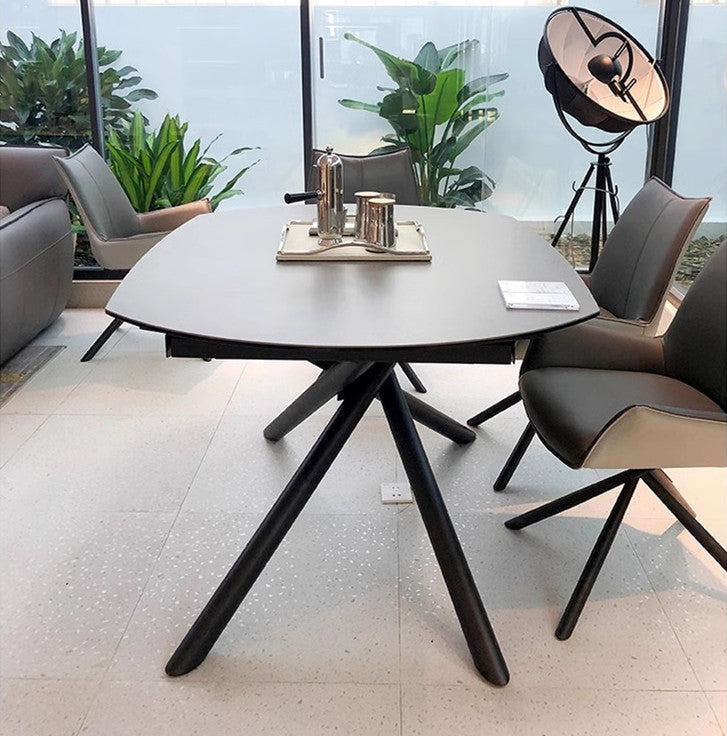 Rotating Extendable Rock Slab Top Dining Table