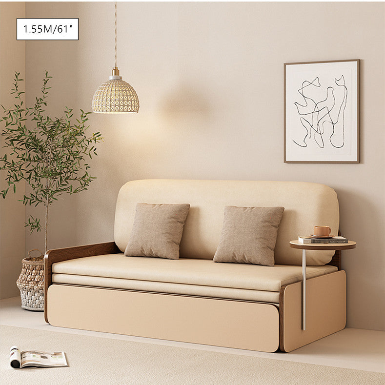 Nordic Modern Leathair Pull Out Sofa Bed with Rotating Desk