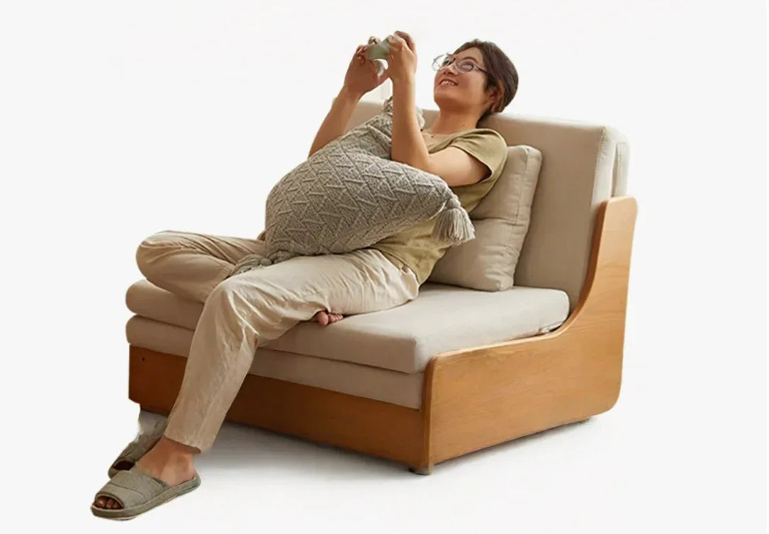 Large Single Sofa Bed for Small Spaces, Natural Linen Comfort -- SOFA BED -