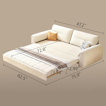 Japanese Style 2-in-1 Folding Sofa Bed with Storage, Pet-Friendly Fabric, Solid Wood Frame