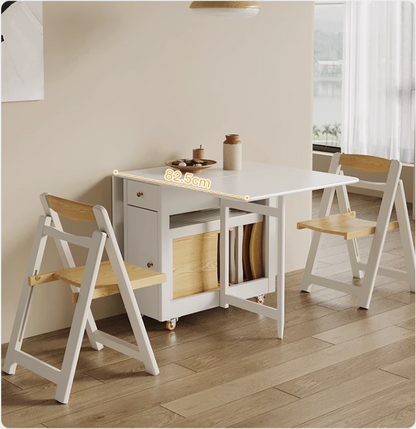 Drop Leaf Folding Dining Table With Foldable Chairs Set 5-Piece