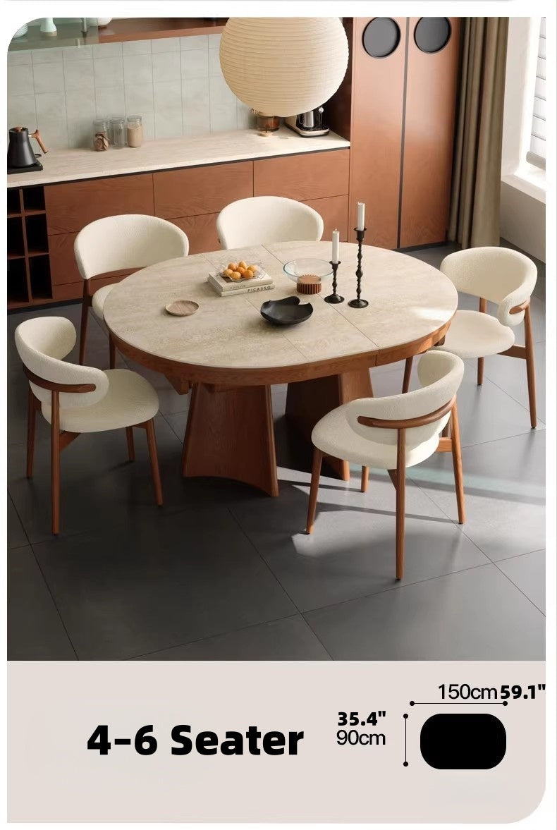 71" Sintered Stone Extendable Dining Table with Solid Ash Wood