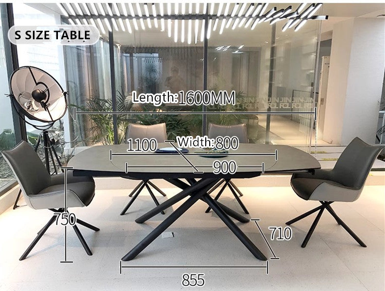 Rotating Extendable Rock Slab Top Dining Table