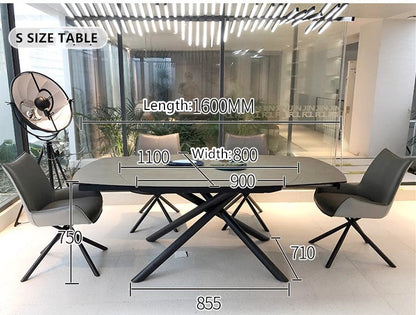 Rotating Extendable Rock Slab Top Dining Table