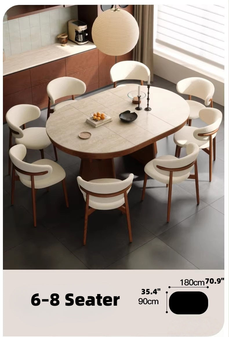 71" Sintered Stone Extendable Dining Table with Solid Ash Wood
