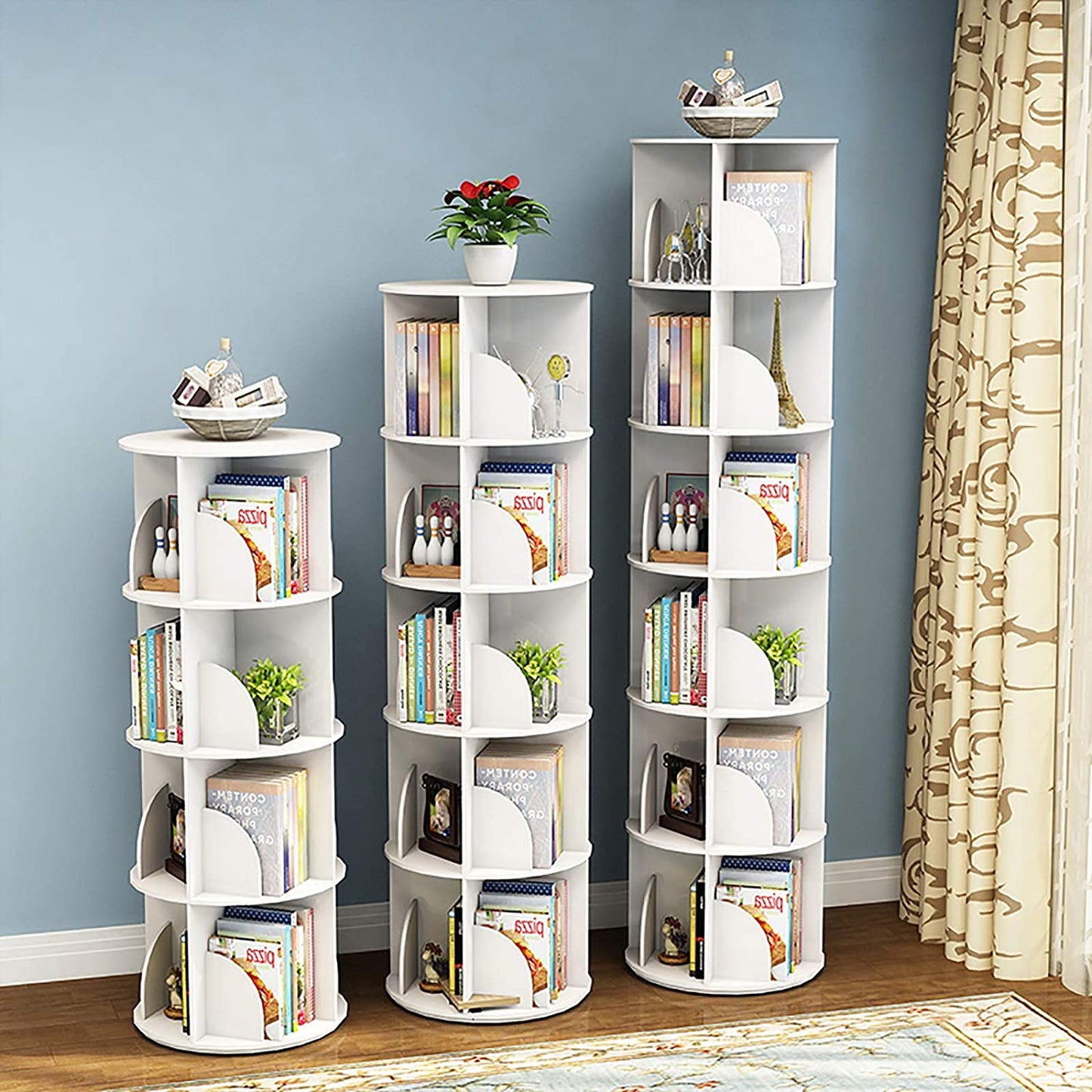 Rotating Stackable Shelves Bookshelf Organizer