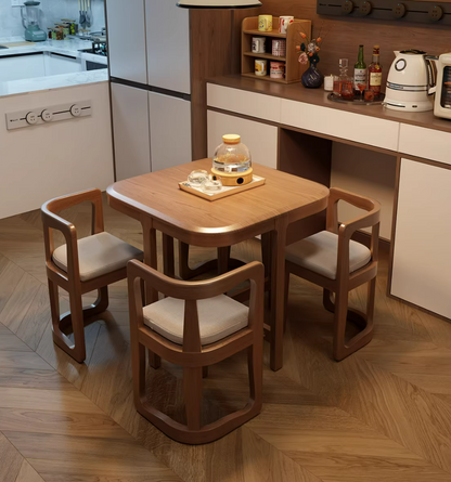 Small apartment dining table set with reinforced cross base
