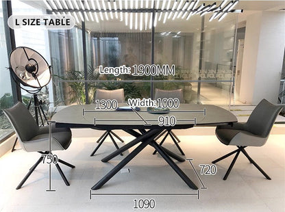 Rotating Extendable Rock Slab Top Dining Table