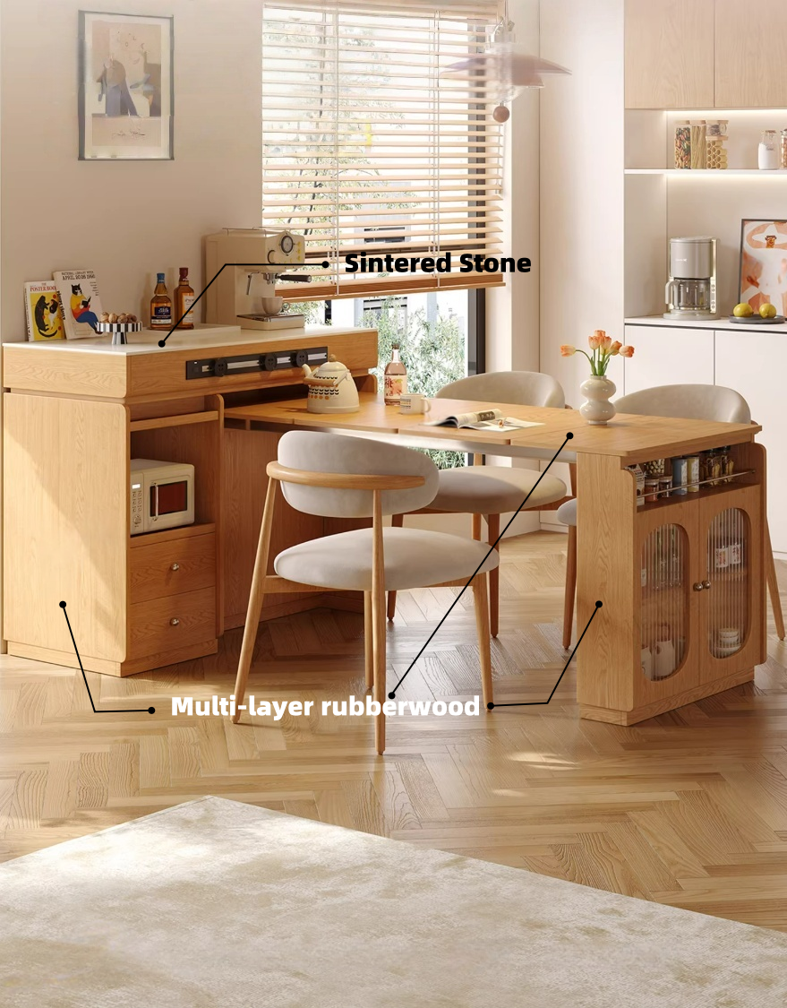 47" Extendable Kitchen Island Dining Table for Small Spaces