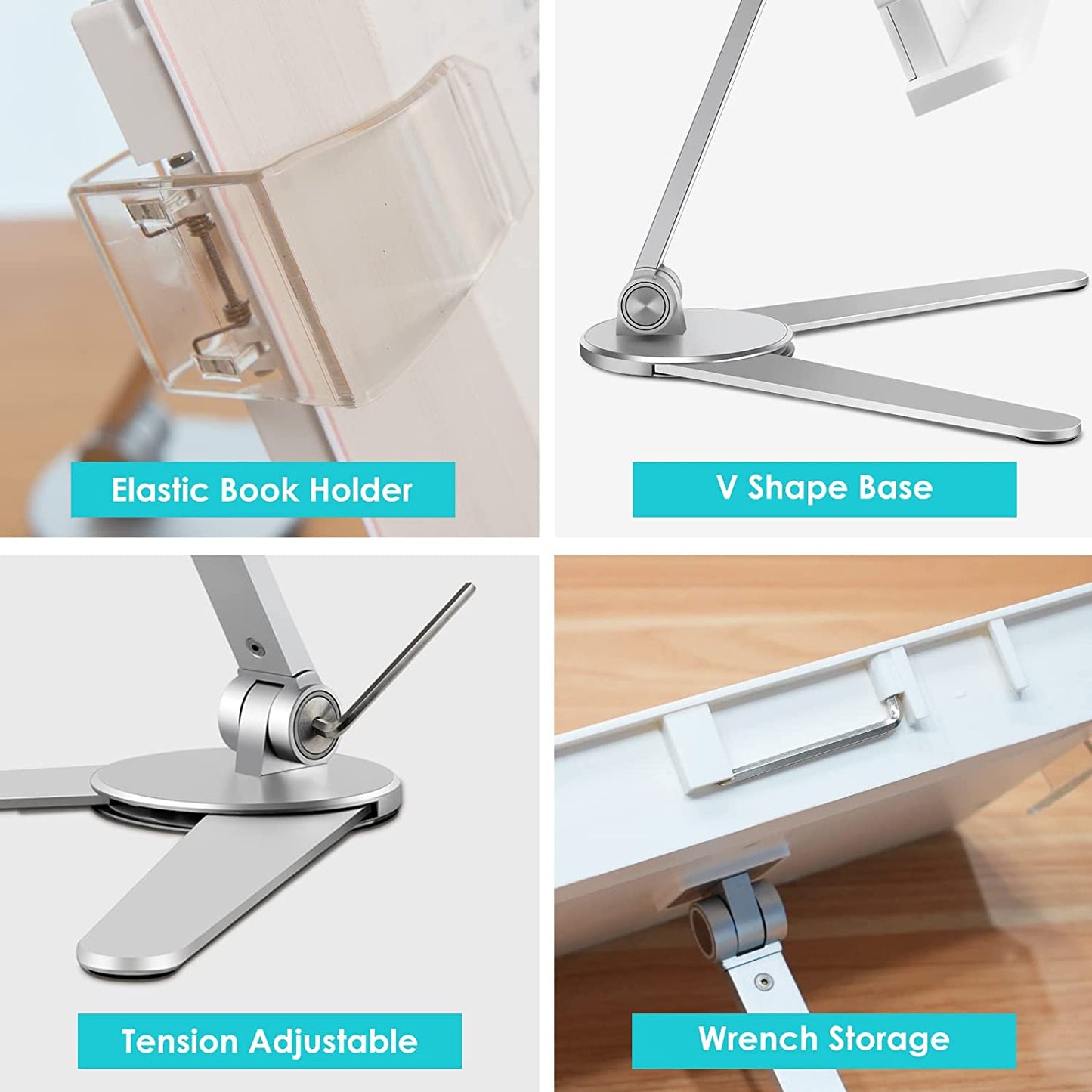 2026 New Arrival Aluminum Alloy Adjustable Height & Angle Book Stand