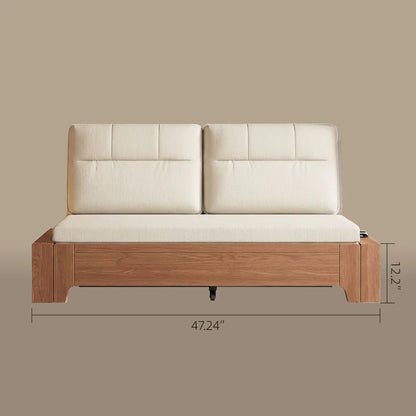 2-in-1 Folding Sofa Bed with Storage, Linen Cotton Blend Upholstery, Solid Wood Frame for Small Spaces