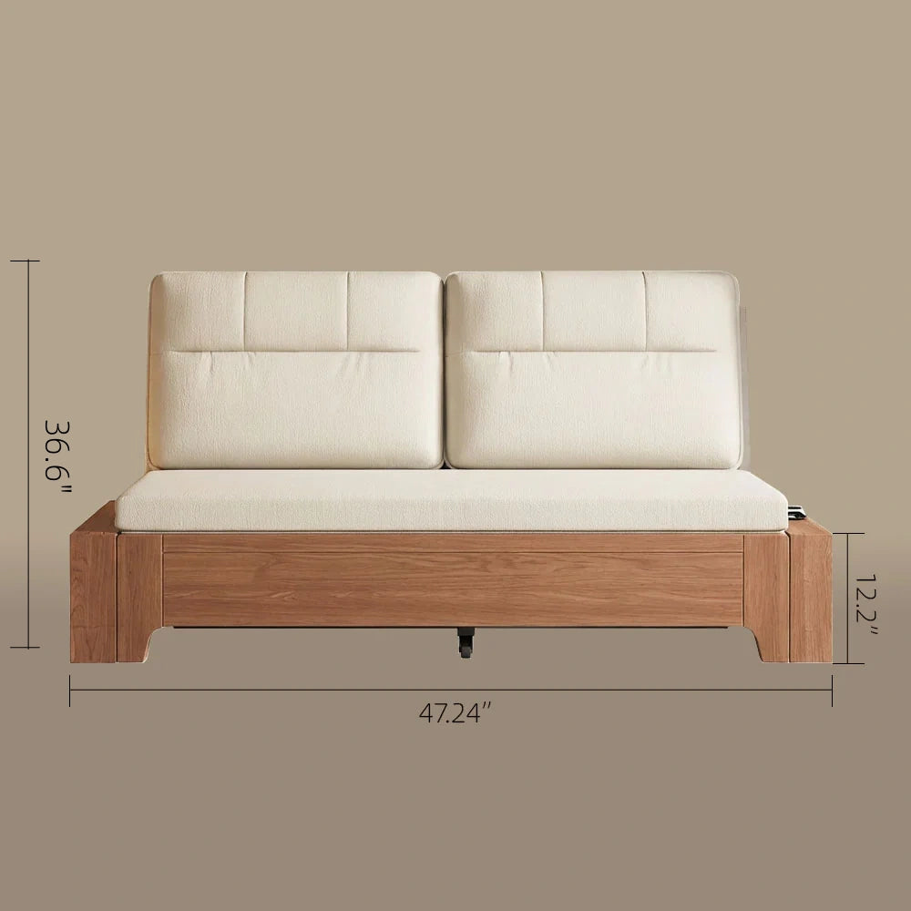 47" Wood Folding Sofa Bed Storage Small Apartment