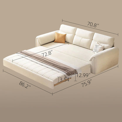 Japanese Style 2-in-1 Folding Sofa Bed with Storage, Pet-Friendly Fabric, Solid Wood Frame