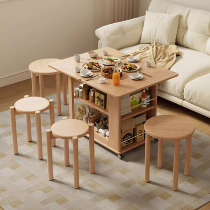 Rubberwood construction detail of foldable side table mechanism