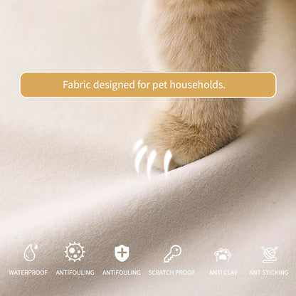 Japanese Style 2-in-1 Folding Sofa Bed with Storage, Pet-Friendly Fabric, Solid Wood Frame