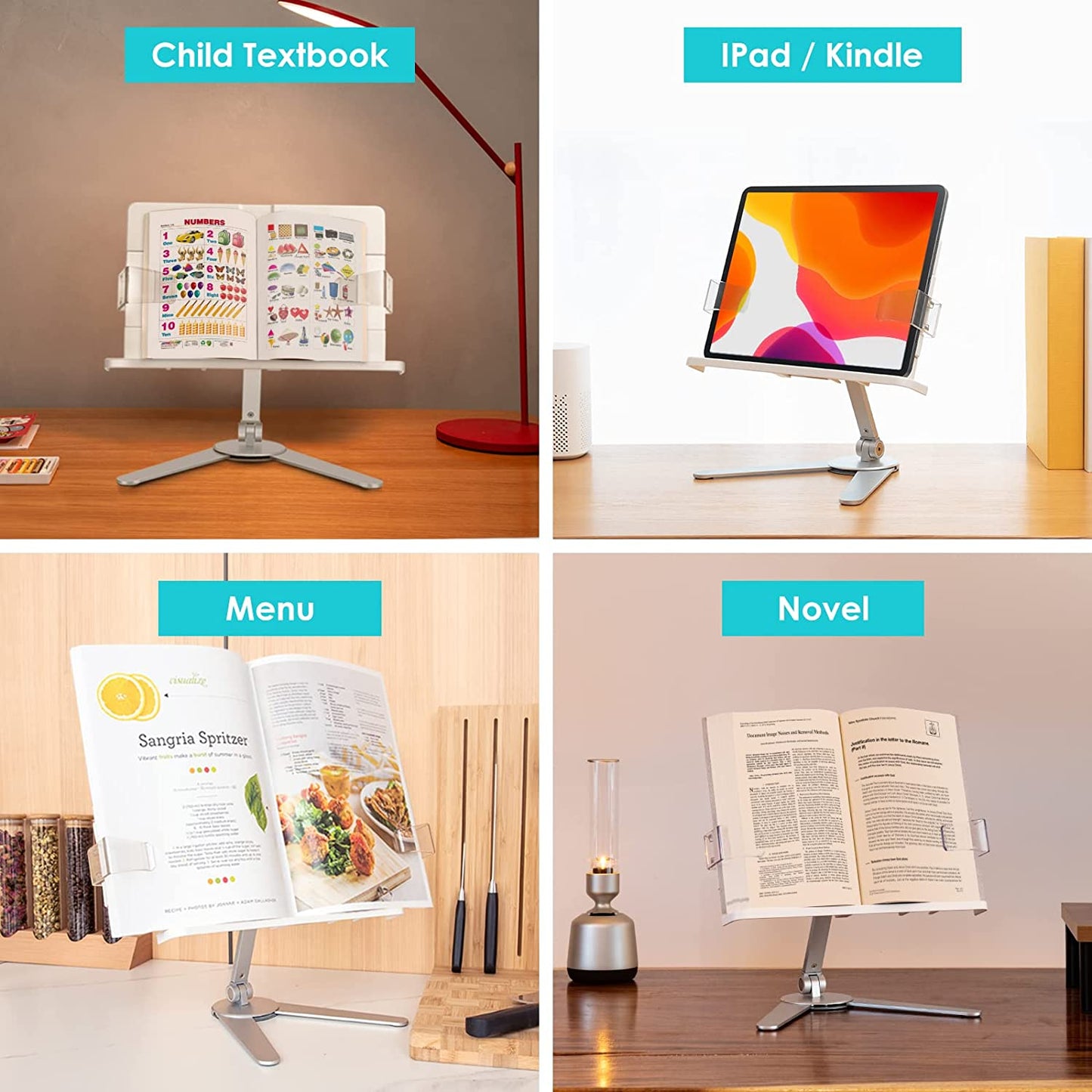 2026 New Arrival Aluminum Alloy Adjustable Height & Angle Book Stand