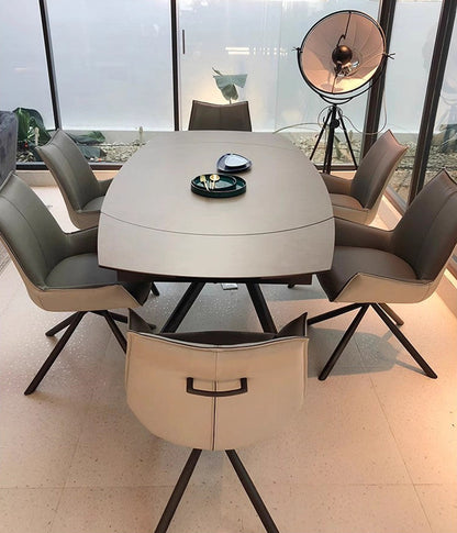 Rotating Extendable Rock Slab Top Dining Table