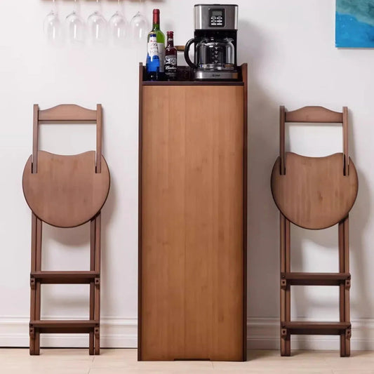 Folding Bamboo Bar Table with Storage Rack -- WINE BAR TABLE -