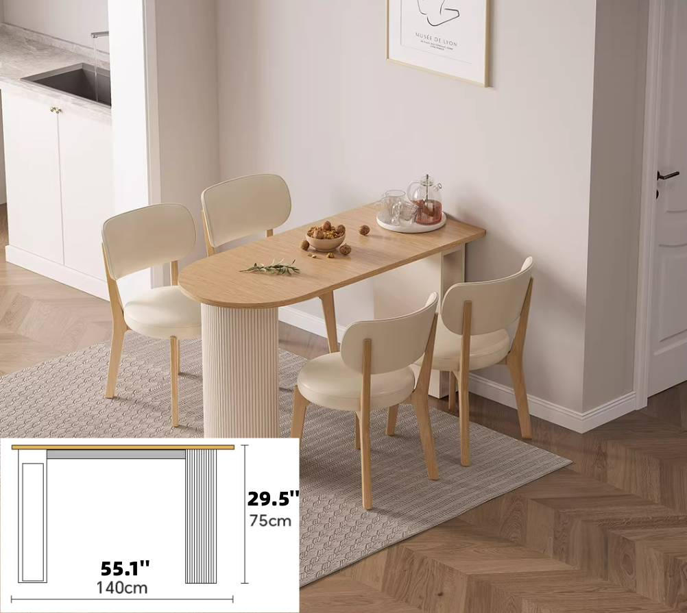 Oval Extendable Dining Table for Small Apartment | 2 to 6 Extendable Dining Table Set