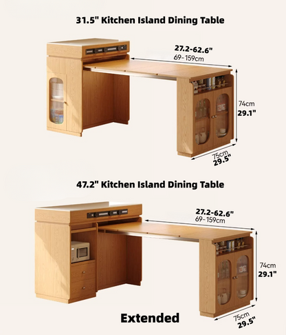 47" Extendable Kitchen Island Dining Table for Small Spaces