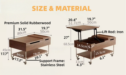 Multi-functional lift-top coffee table for small space living