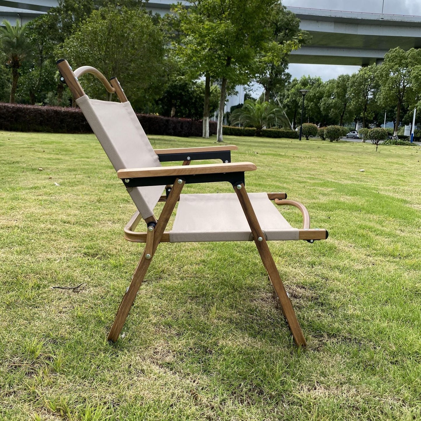 Wood Grain Heat Transfer Process Aluminum Folding Portable Kermit Chair