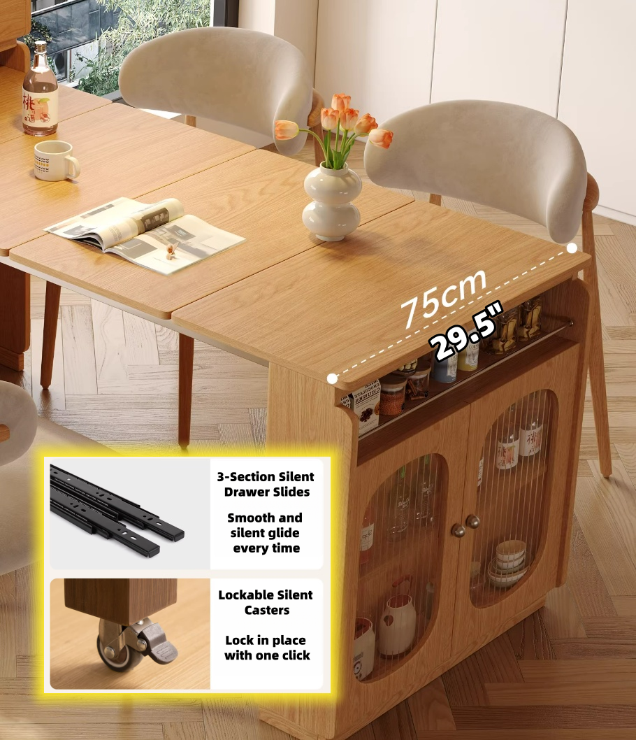 47" Extendable Kitchen Island Dining Table for Small Spaces