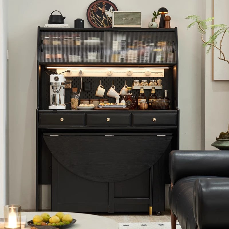 Double Drop Leaf Round Table with 4 Folding Chairs