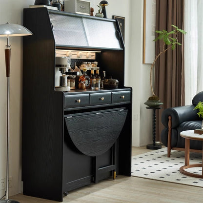 Double Drop Leaf Round Table with 4 Folding Chairs