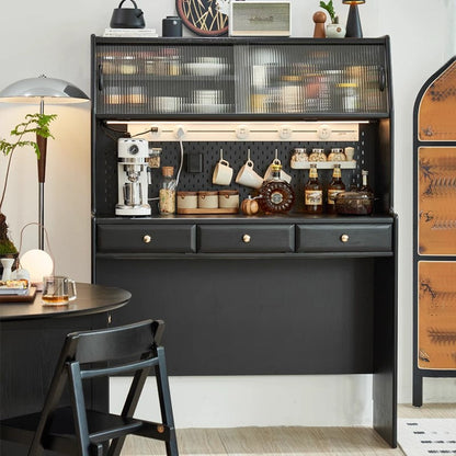 Double Drop Leaf Round Table with 4 Folding Chairs