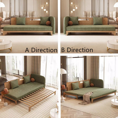 Pull Out Sofa Bed with Backrest and Single Armrest-natural color