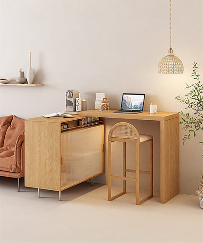 L Bar Table With Both Side Storage Buffet Sideboard Cabinet