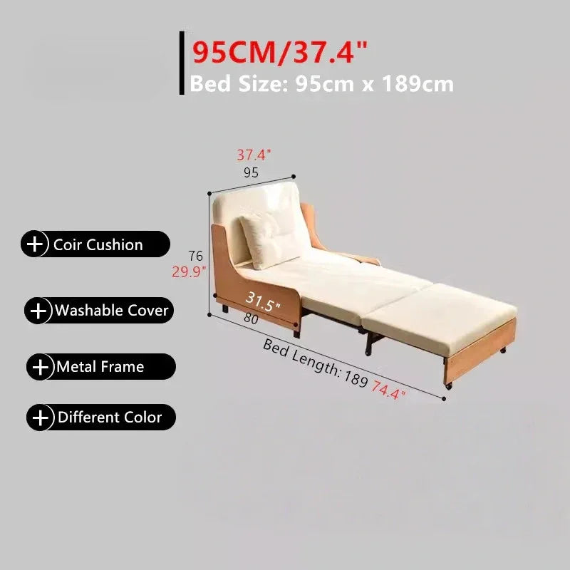 Large Single Sofa Bed for Small Spaces, Natural Linen Comfort -- SOFA BED -
